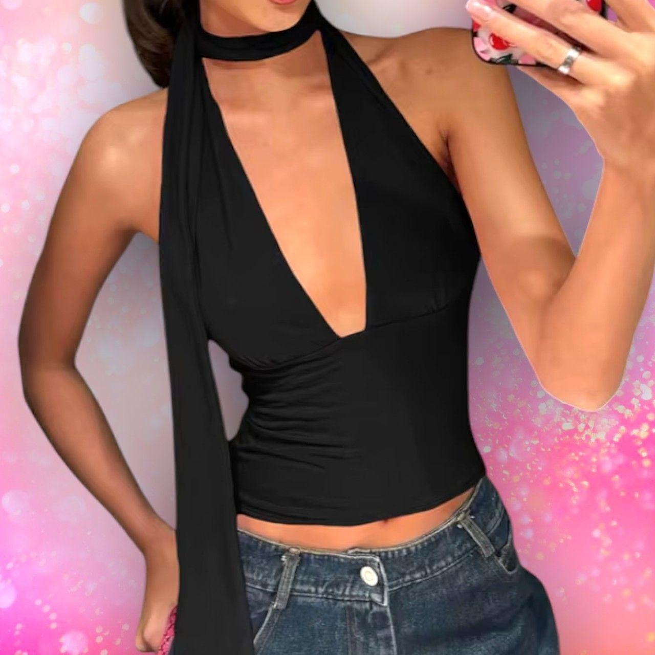 Adorable Black Scarf Crop Top