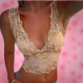 Cream & Gold Beaded Crop Top