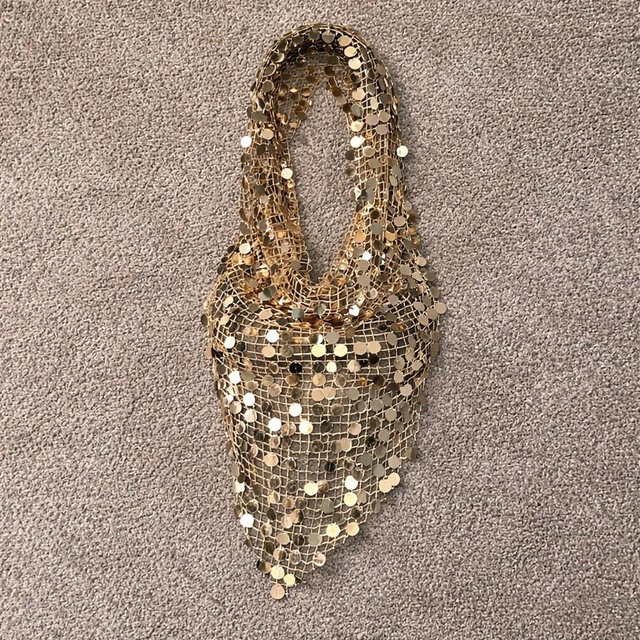 Golden Goddess Sequin Halter Hood Top