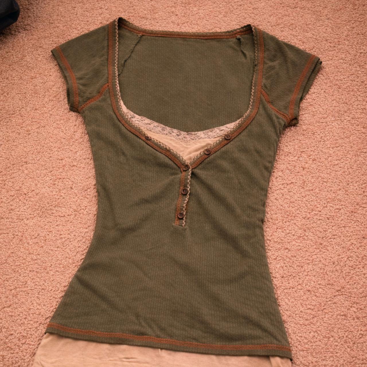 Soft Sage Lace Layered Y2K Top