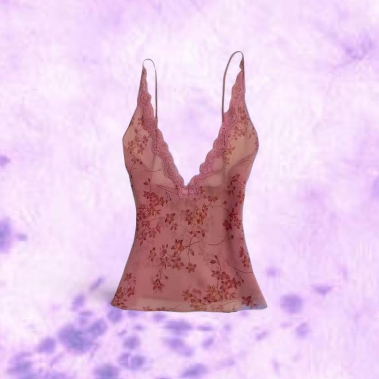 Peachy Pink Floral Lace Cami Top