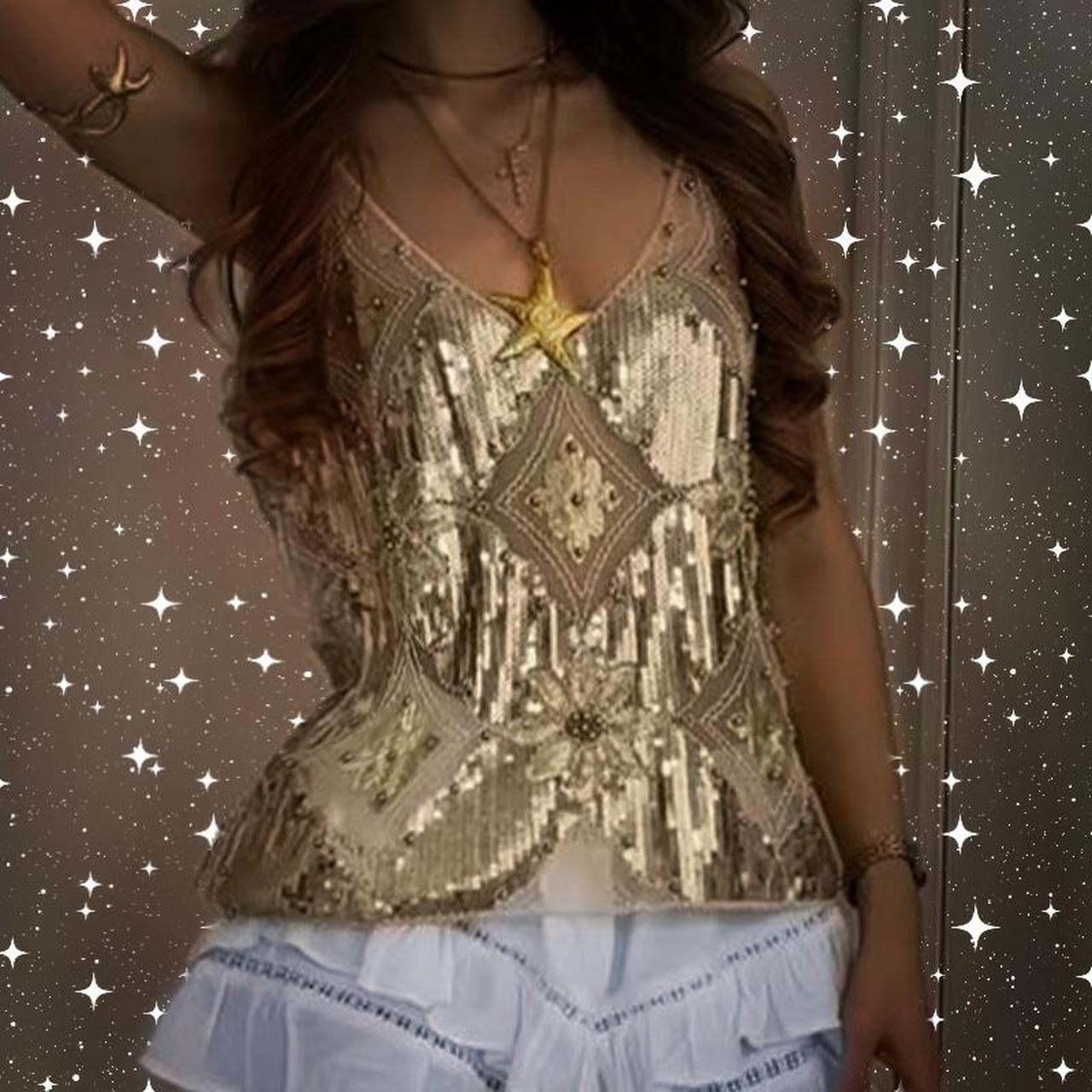 Gold Sequin Festival Tank Top